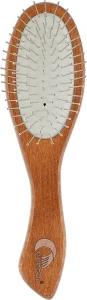 Gorgol Расческа для волос на резиновой подушке с металлическими зубчиками, 7 рядов, овальная, темная