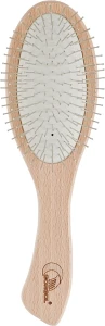 Gorgol Расческа для волос на резиновой подушке с металлическими зубчиками, 11 рядов, светлая