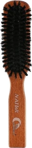Gorgol Расческа для волос на резиновой подушке с зубчиками из щетины кабана, 6 рядов, темная