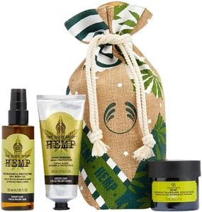 The Body Shop Набор Hemp & A Hug Body Care Gift Christmas Gift Set (mask/75ml + oil/125ml + h/cr/100ml + acc/1pc)