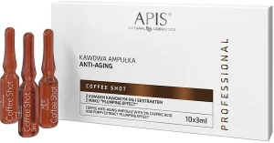 APIS Professional Кавові омолоджувальні ампули "Ефект наповнення" Coffee Shot Anti-Aging Ampoule With Caffeic Acid 5% And Poppy Extract