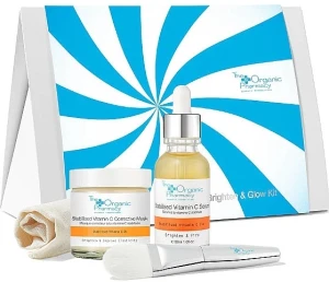 The Organic Pharmacy Набір для догляду за шкірою обличчя Brighten & Glow Kit (ser/30ml + mask/60ml + towel)