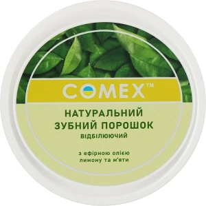 Comex Натуральный отбеливающий зубной порошок с эфирными маслами лимона и мяты