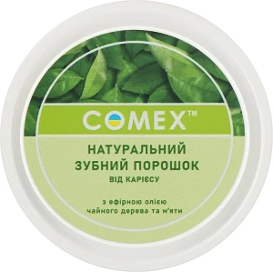 Comex Натуральный зубной порошок от кариеса с эфирным маслом чайного дерева и мяты