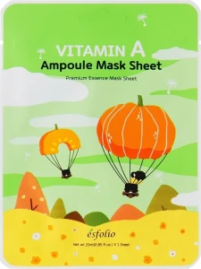 Esfolio Омолаживающая тканевая маска для лица с витамином А Vitamin A Ampoule Mask Sheet