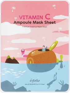 Esfolio Освітлювальна тканинна маска для обличчя з вітаміном С Vitamin C Ampoule Mask Sheet