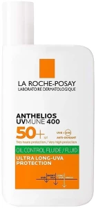 La Roche-Posay Легкий солнцезащитный флюид с матирующим эффектом для жирной чувствительной кожи, очень высокий уровень защиты от UVB и очень длинных лучей UVA SPF 50+ Anthelios UVmune 400 Oil Control Fluid