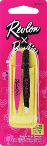 Revlon Набір міні-пінцетів для брів, чорний із рожевим у жовтому чохлі Beauty Tools by Leah Goren Mini Tweezer Set