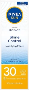 Nivea Сонцезахисний крем для обличчя з ефектом матування Sun UV Face Shine Control Mattifying Effect SPF 30