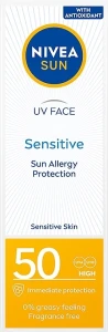 Nivea Сонцезахисний крем для обличчя, для чутливої шкіри Sun Sensitive Skin SPF50 High