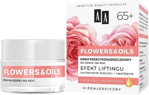 AA Денний і нічний крем з ліфтинг-ефектом 65+ Flowers & Oils Night And Day Lifting Effect Cream
