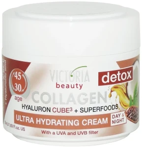 Victoria Beauty Колагеновий крем "Детокс із суперфудами" Collagen Hyaluron Cube3+Superfoods 30-45 Age