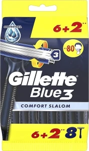 Gillette Набор одноразовых станков для бритья, 8 шт. Blue 3 Comfort Slalom