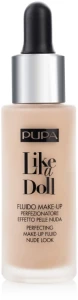 Рідка тональна основа - Pupa Like a Doll Perfecting Make-up Fluid Nude Look, 020 - Для світлої шкіри