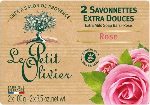 Le Petit Olivier Мило екстраніжне, з екстрактом троянди 2 extra mild soap bars-Rose
