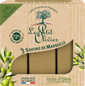 Le Petit Olivier 3 традиционных мыла Оливковое масло 3 traditional Marseille soaps Olive oil