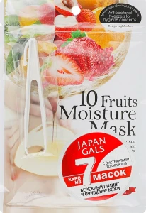Japan Gals Маска для обличчя з екстрактом 10 фруктів Pure5 Essential Mask