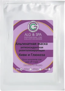 Альгінатна антиоксидантна та ревіталізуюча глікомаска Ківі+Глюкоза - ALG & SPA Professional Line Collection Masks Peel off Mask Kiwi Glucoempreinte, 25g