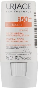 Uriage Невидимый стик для лица и тела для уязвимых зон Bariesun Mineral Stick SPF 50+