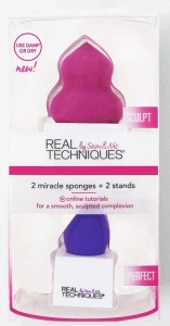 Real Techniques Набір спонжів 2 Miracle Sponges + 2 Stands
