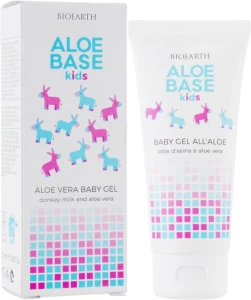 Bioearth Дитячий зволожувальний гель на основі алое Aloebase Kids Aloe Vera baby Gel with Donkey Milk