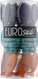 Eurostil Набор раскладных расчесок с зеркальцем 02789, 24 штуки Mini Brush With Mirror