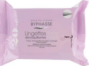 Byphasse Серветки очищувальні для жирної шкіри Make-up Remover Wipes Witch Hazel Water & Orange Blossom