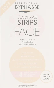 Byphasse Набір для депіляції обличчя та чутливої шкіри Cold Wax Strips Face & Delicate Areas For Sensitive Skin (20/strips + 4/wipes)