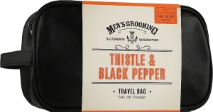 Scottish Fine Soaps Дорожный набор для мужчин Men's Grooming Thistle&Black Pepper Travel Bag (sh/gel/75ml + f/wash/75ml + a/sh/balm/75ml + f/cr/75ml + towel + bag)