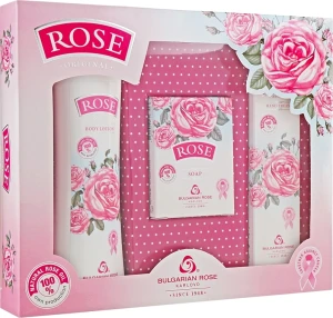 Bulgarian Rose Подарунковий нібір для жінок "Rose" Bulgarska Rosa (b/lot 200ml + soap/100g + h/cr/50ml)