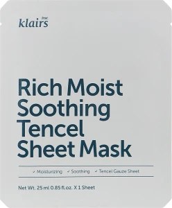 Klairs Увлажняющая тканевая маска Rich Moist Soothing Tencel Sheet Mask