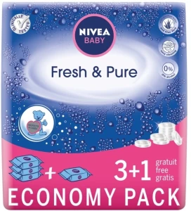 Nivea Вологі серветки дитячі "Чистота та свіжість 3+1" Baby Pure & Fresh