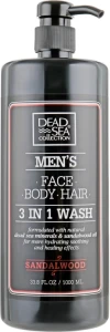 Dead Sea Collection Гель для душу, волосся і обличчя для чоловіків Men’s Sandalwood Face, Hair & Body Wash 3 in 1