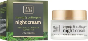 Dead Sea Collection Ночной крем с экстрактом конопли, коллагеном и минералами Мертвого моря Hemp & Collagen Night Cream