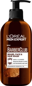 L’Oreal Paris Очищающий шампунь 3 в 1 для бороды, лица и волос Men Expert Barber Club