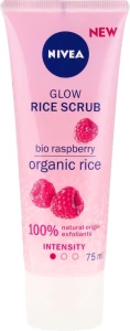 Nivea Рисовий пілінг з малиною для сухої та чутливої шкіри Organic Rice Glow Rice Scrub Raspberry