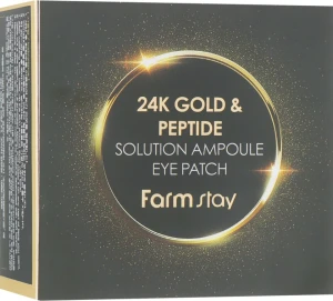 Гидрогелевые патчи с 24-х каратным золотом и пептидами - FarmStay 24K Gold And Peptide Solution Ampoule Eye Patch, 90 г, 60 шт