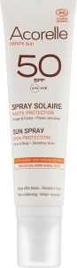 Acorelle Спрей сонцезахисний органічний SPF 50 Sun Spray High Protection Sensitive Skins