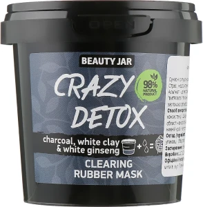 Beauty Jar Очищувальна плівкова маска для обличчя з деревним вугіллям, білою глиною і женьшенем Crazy Detox Clearing Rubber Mask