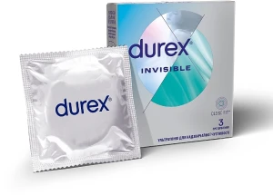 Durex Презервативи латексні з силіконовою змазкою ультратонкі, 3 шт Invisible