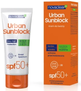 Novaclear Солнцезащитный крем для жирной кожи лица Urban Sunblock Protective Cream Oily Skin SPF50
