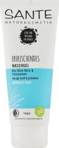 Sante Біогель очищувальний для вмивання для нормальної шкіри "Алое вера та насіння чіа" Erfrischendes Waschgel Bio-Aloe Vera & Chiasamen
