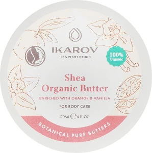 Ikarov Органічне масло ши, збагачене апельсином та ваніллю Shea Organic Butter