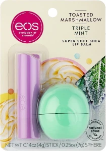 Eos Набір Toasted Marshmallow and Triple Mint Stick & Sphere Lip Balm (l/balm/4g + l/balm/7g)