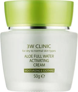 3W Clinic Увлажняющий крем для лица с экстрактом алоэ Aloe Full Water Activating