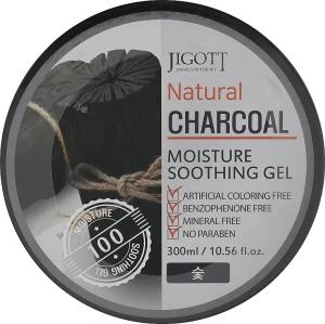 Універсальний гель для обличчя й тіла з деревним вугіллям - Jigott Natural Charcoal Moisture Soothing Gel, 300 мл