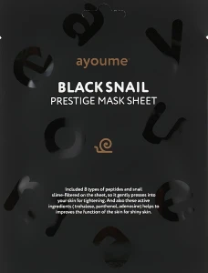 Ayoume Увлажняющая тканевая маска для лица с улиткой Black Snail Prestige Mask Sheet