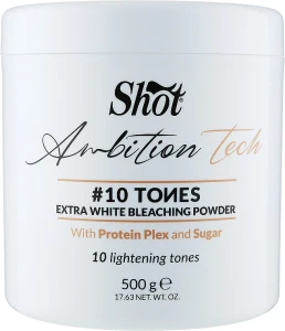 Shot Екстрабілий знебарвлювальний порошок для волосся, 10 тонів Ambition Tech 10 Tones Extra White Bleaching Powder
