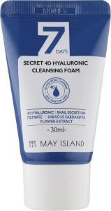 May Island Пінка для вмивання з гіалуроновою кислотою 7 Days Secret 4D Hyaluronic Cleansing Foam (міні), 30 ml