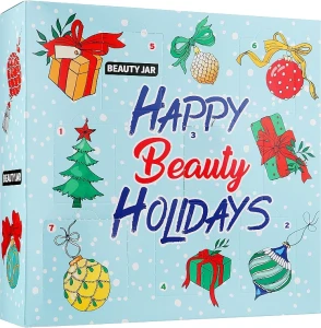 Beauty Jar Набір Happy Beauty Holidays (brow/mask/15ml + f/mask/60ml + b/scr/60ml + lip/scr/15ml + soap/20g + b/oil/15ml + lip/balm/15ml)